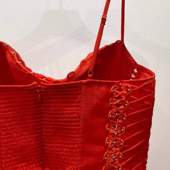 Zimmermann Red Mini Dress Floral Jacquard Fit Flare Size 1 (US 4 - Picture 3 of 8